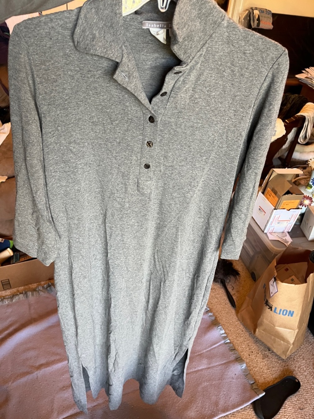 Gray Isabella Bird Maxi Dress with side slits